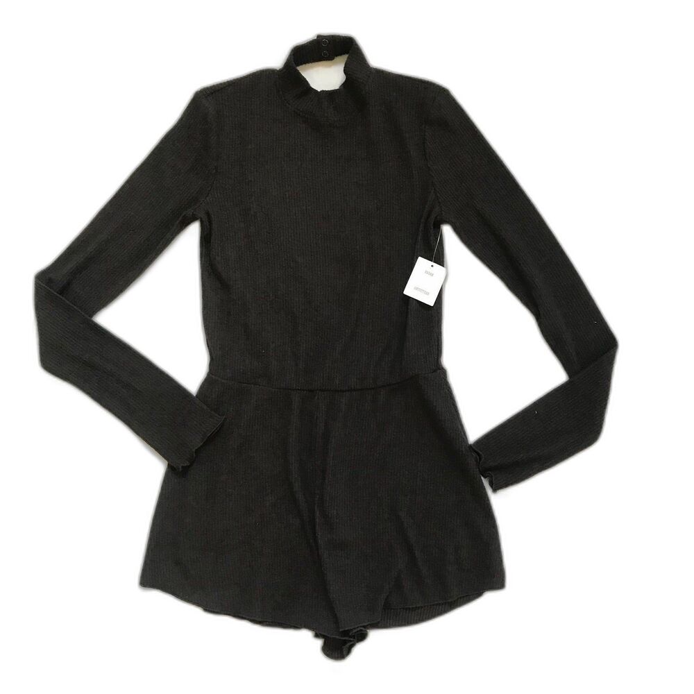NWT Urban Outfitters Out From Under Gray Sweater Romper Playsuit Open Back Small